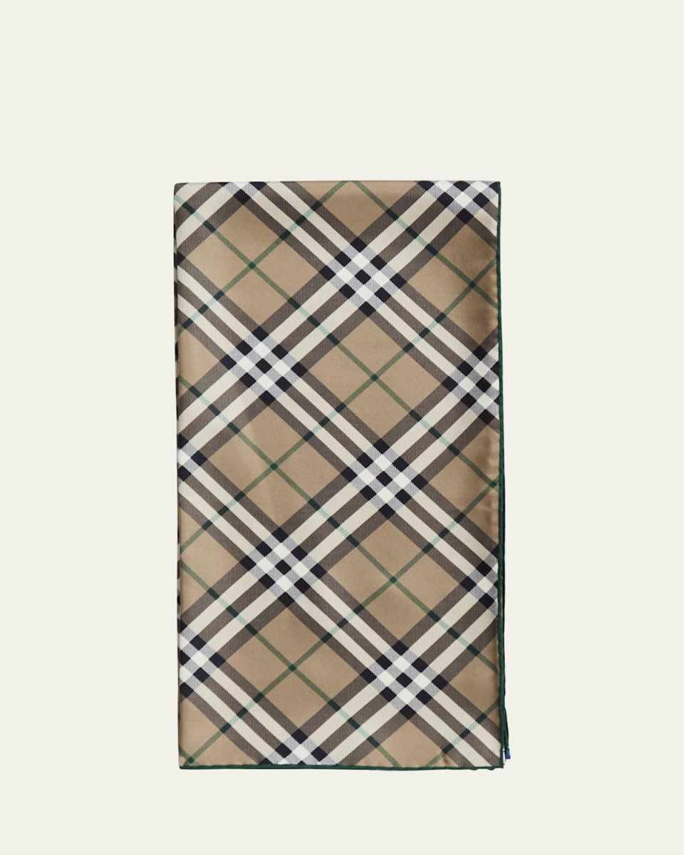 Check Silk Square Scarf